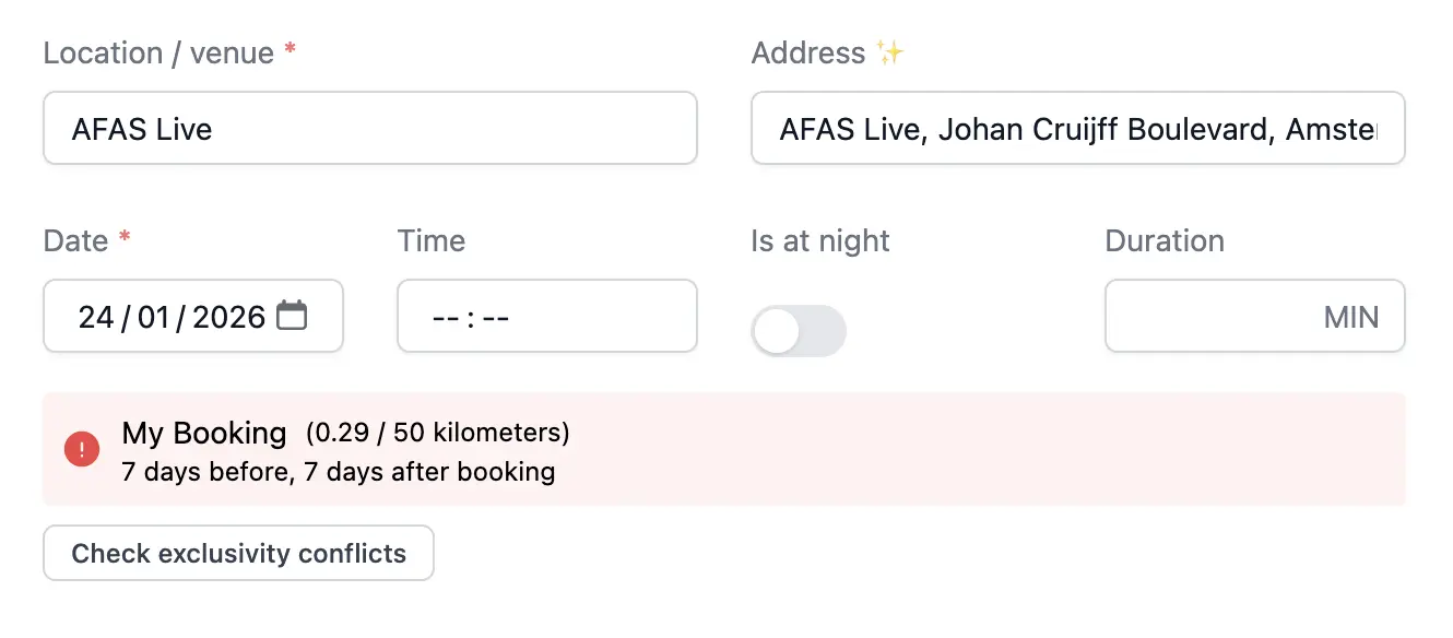 Exclusivity conflict warning