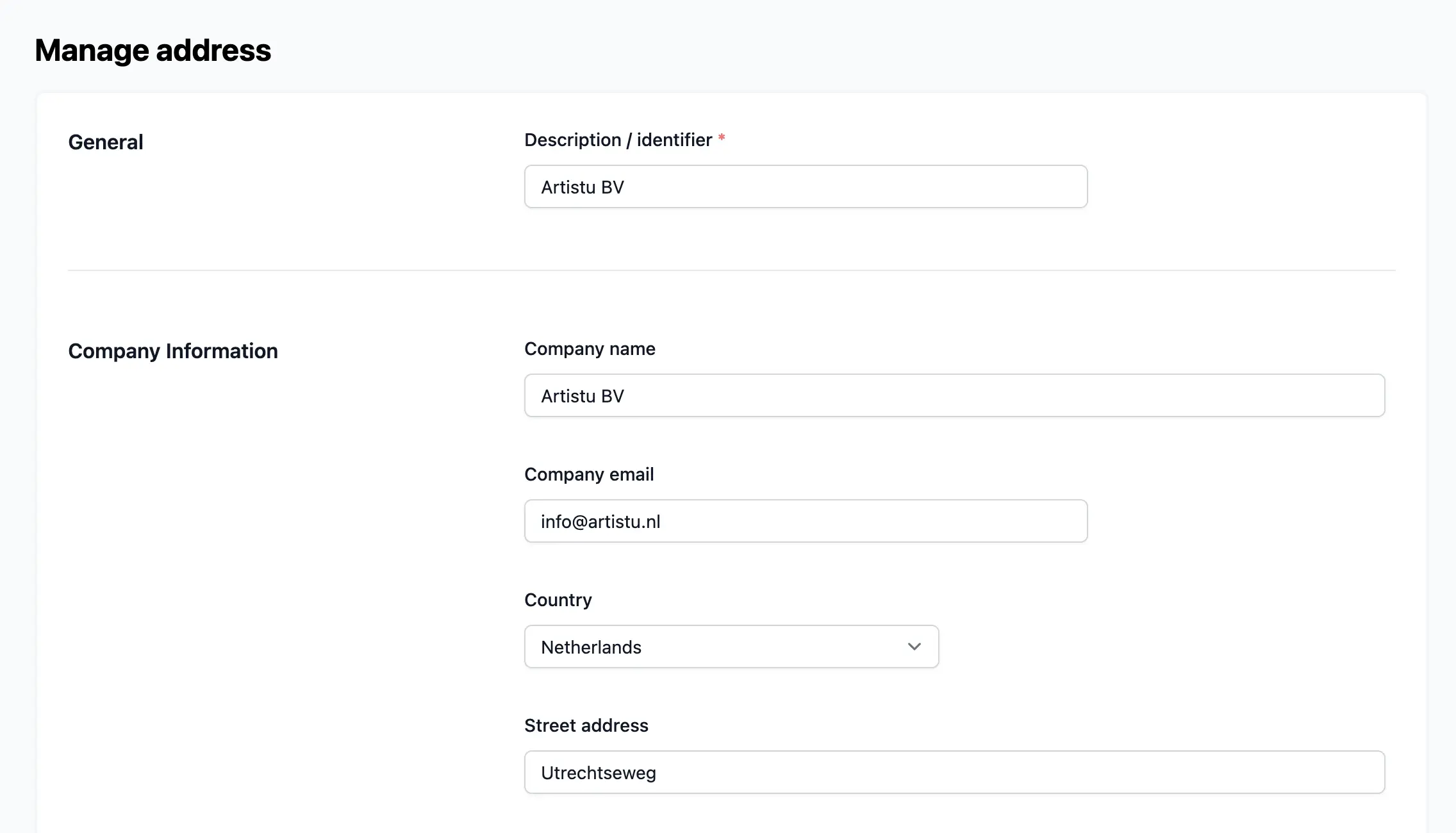 Billing address form